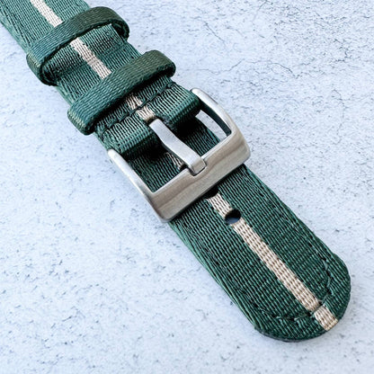 Military Style Two Piece Quick Release Watch Strap Green Beige 3