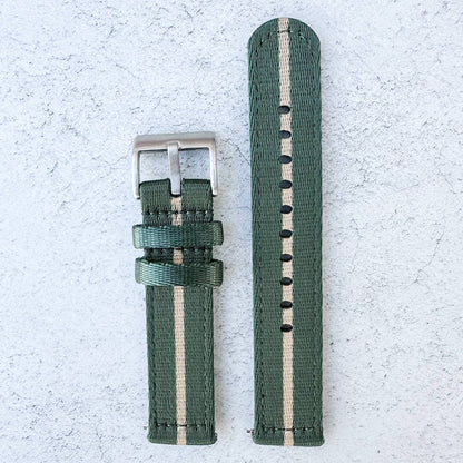 Military Style Two Piece Quick Release Watch Strap Green Beige 5
