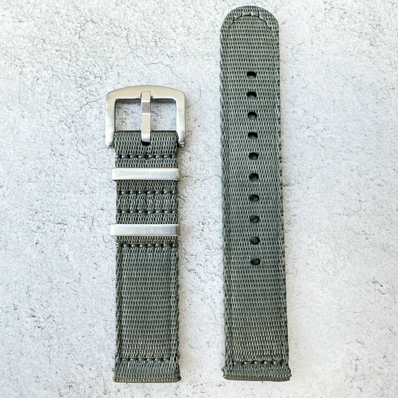 Military Style Two Piece Nylon Watch Strap Grey The Thrifty