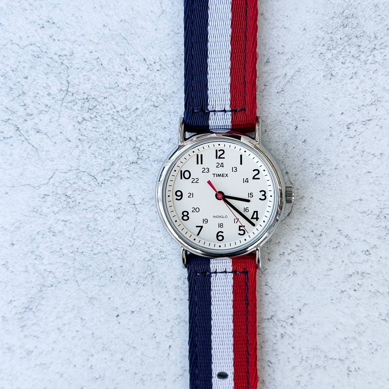 Military Style Two Piece Quick Release Watch Strap Red White Blue 7