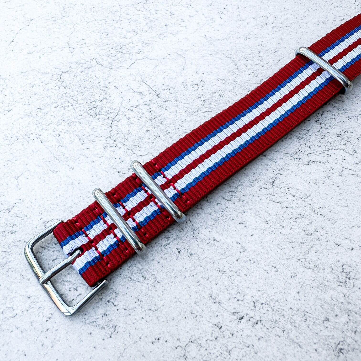 Red white and store blue nato strap