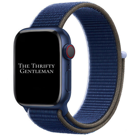 Nylon Sport Apple Watch Strap In Abyss Blue From The Thrifty Gentleman