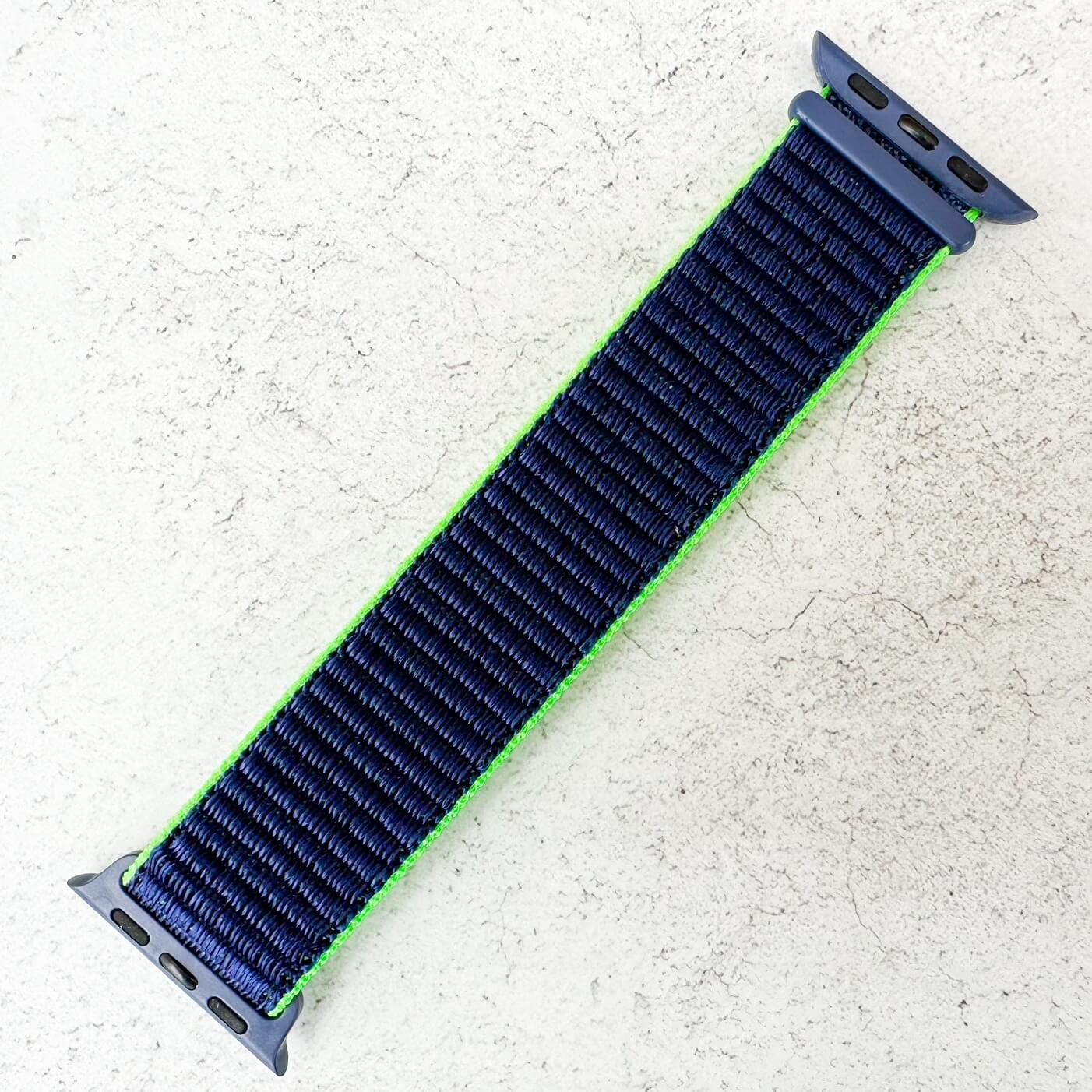Nylon Sport Apple Watch Strap In Blue Neon Lime 1