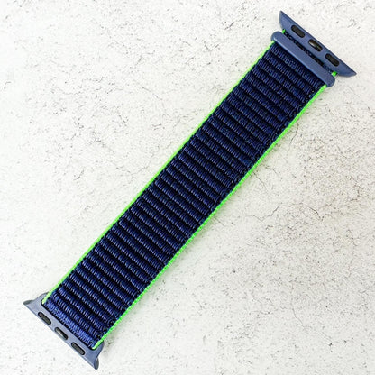 Nylon Sport Apple Watch Strap In Blue Neon Lime 1