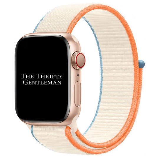 Nylon Sport Apple Watch Strap In Cream From The Thrifty Gentleman