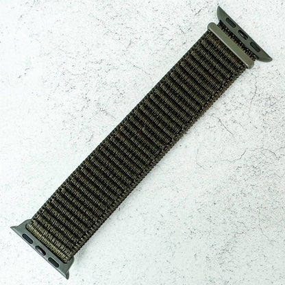 Nylon Sport Apple Watch Strap In Dark Olive Green 1