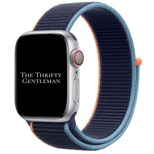 Nylon Sport Apple Watch Strap In Deep Navy Blue From The Thrifty Gentleman