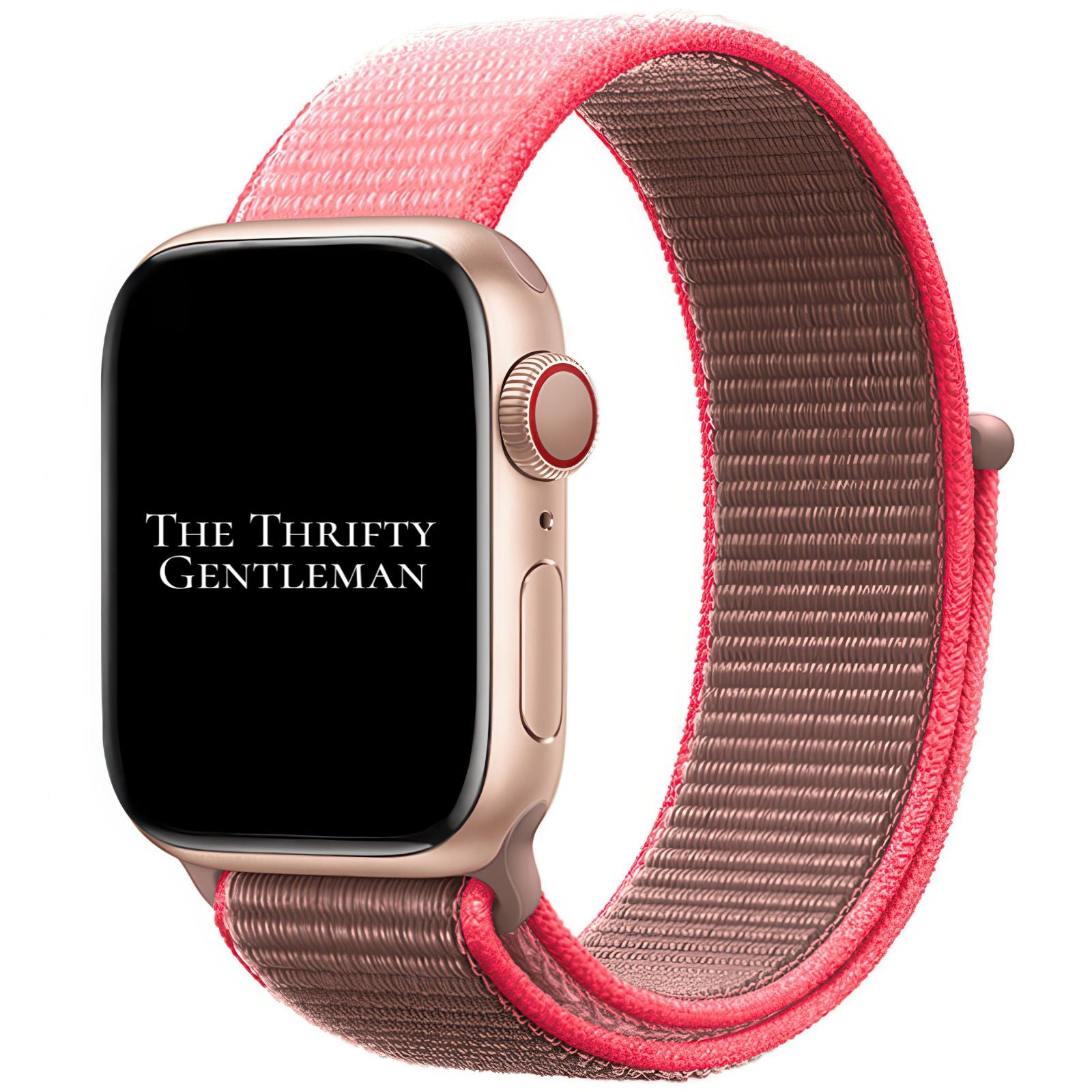 Nylon Sport Apple Watch Strap In Grey Neon Pink From The Thrifty Gentleman