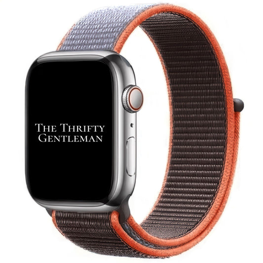 Nylon Sport Apple Watch Strap In Grey Orange From The Thrifty Gentleman