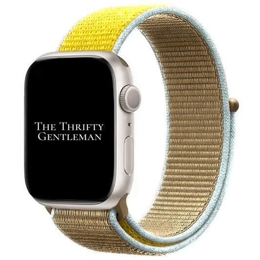 Nylon Sport Apple Watch Strap In Khaki Yellow From The Thrifty Gentleman