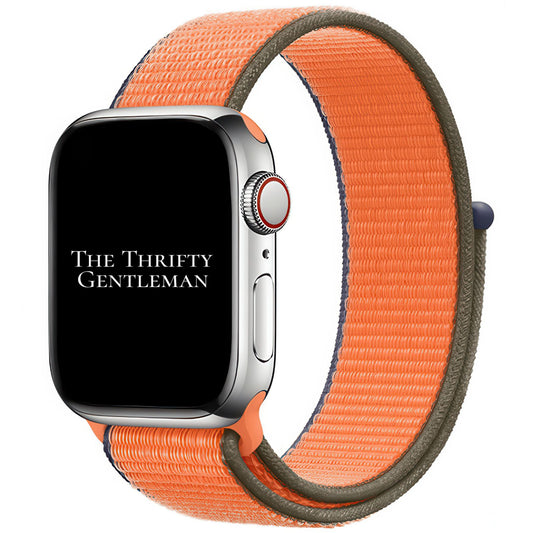 Nylon Sport Apple Watch Strap In Kumquat Orange From The Thrifty Gentleman