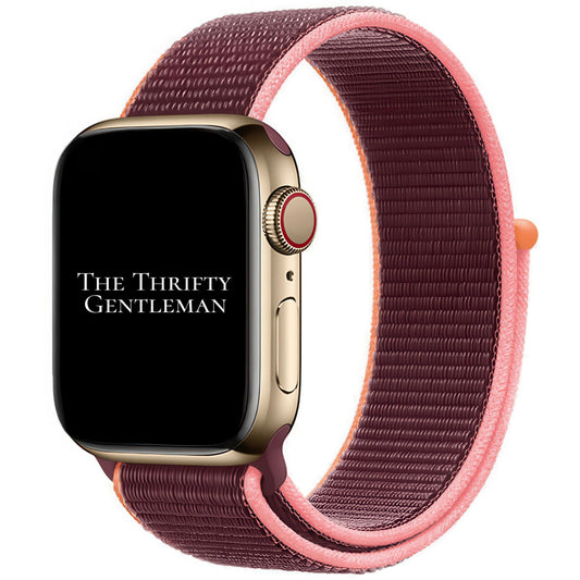Nylon Sport Apple Watch Strap In Plum Purple From The Thrifty Gentleman