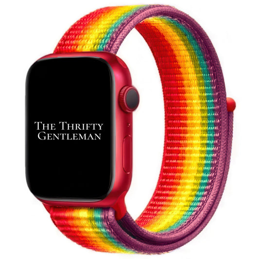 Nylon Sport Apple Watch Strap In Rainbow From The Thrifty Gentleman