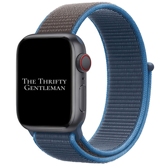 Nylon Sport Apple Watch Strap In Surf Blue From The Thrifty Gentleman
