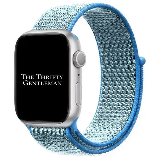 Nylon Sport Apple Watch Strap In Tahoe Blue From The Thrifty Gentleman