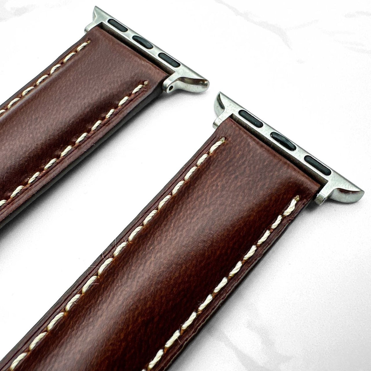 Oil Wax Cowhide Leather Watch Strap For Apple Watch In Dark Brown 3