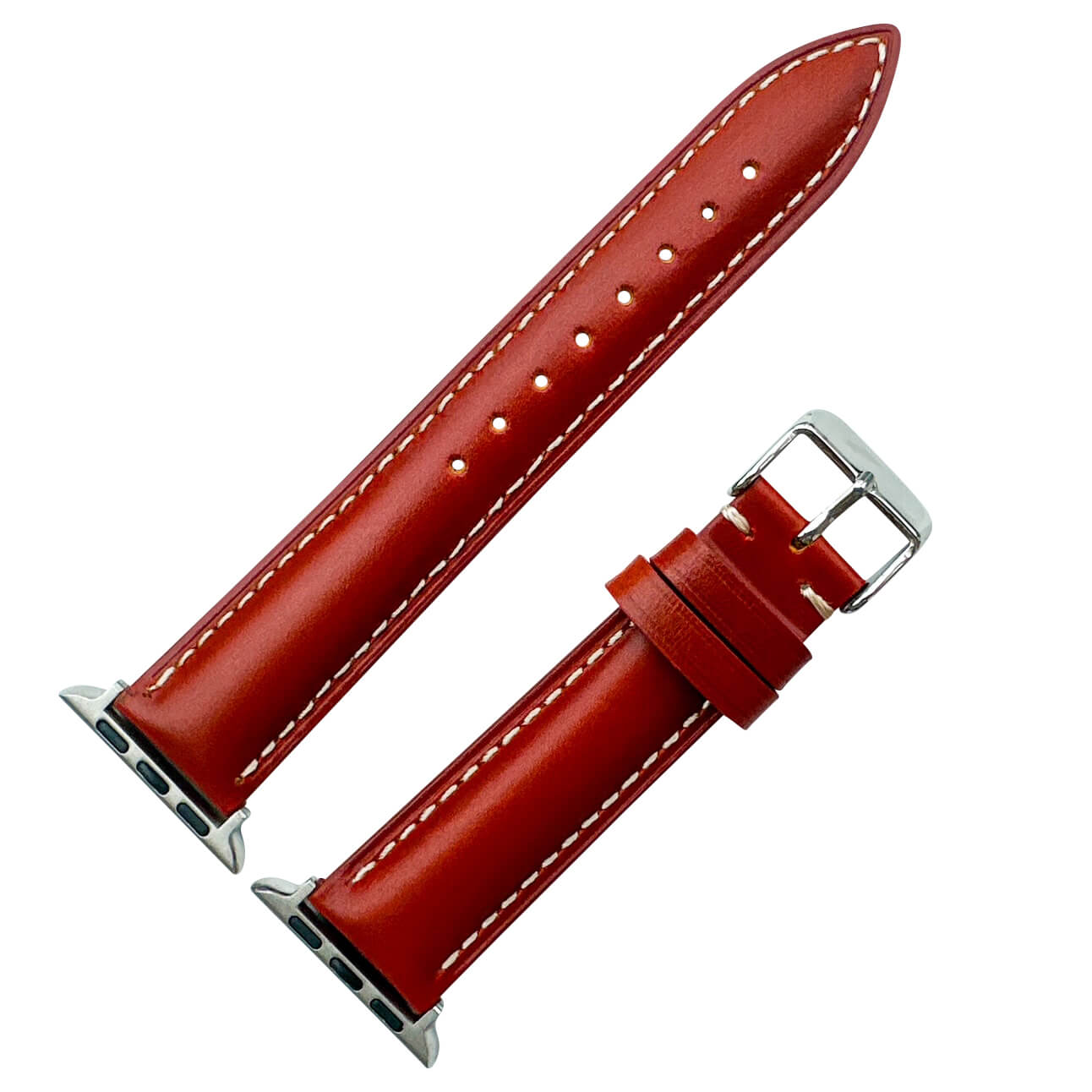Oil Wax Cowhide Leather Watch Strap For Apple Watch In Red Brown The Thrifty Gentleman