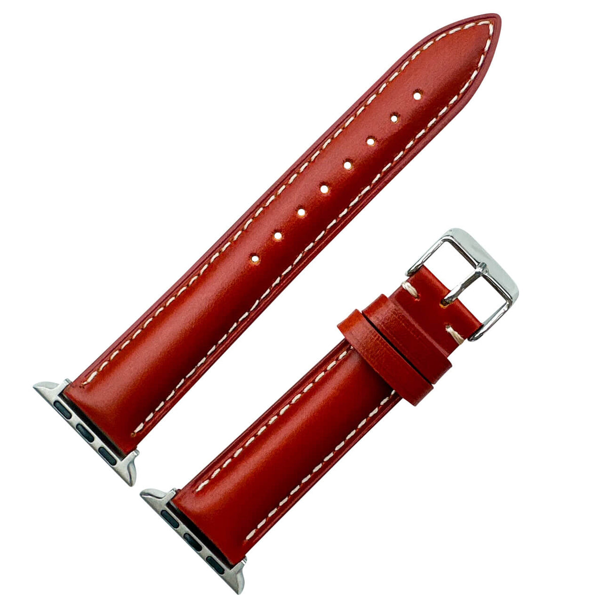 Oil Wax Cowhide Leather Watch Strap For Apple Watch In Red Brown The Thrifty Gentleman