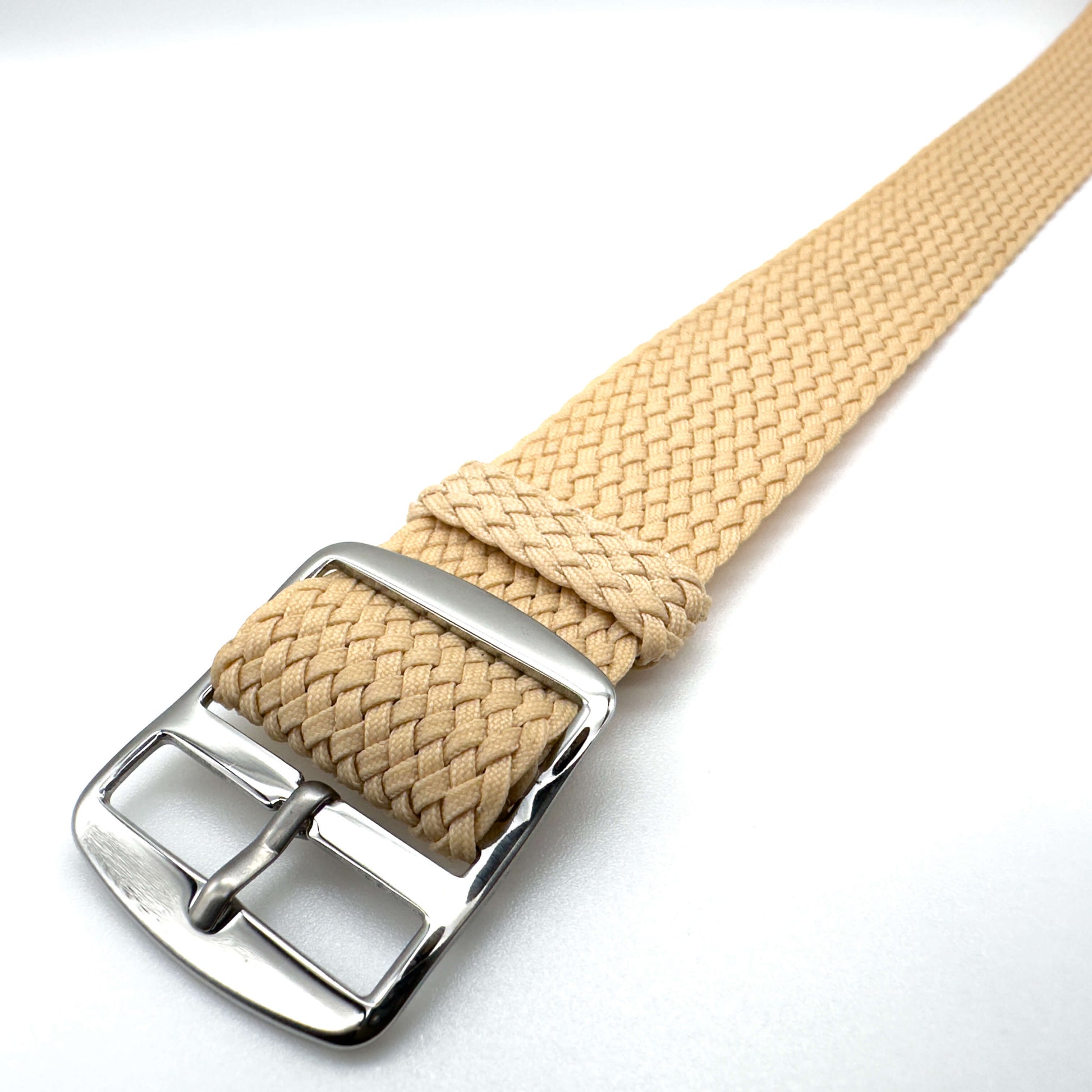 Perlon Braided One Piece Watch Strap Beige 2