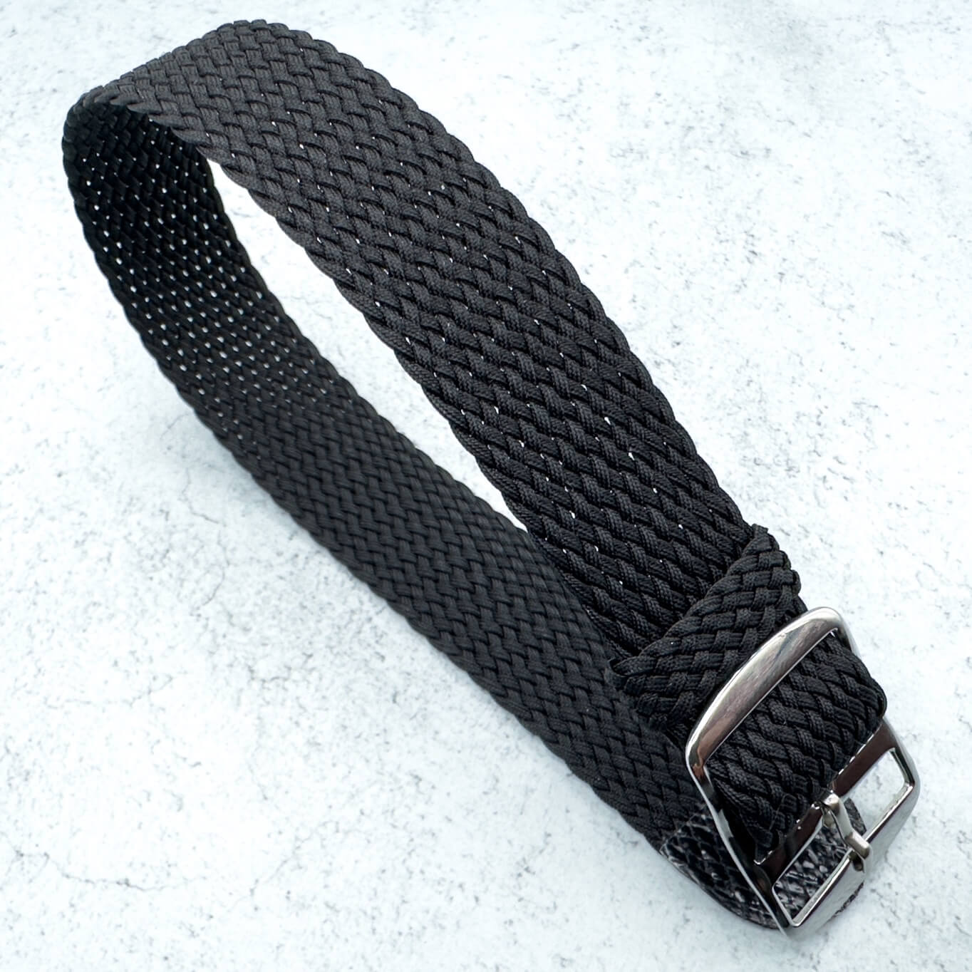 Perlon Braided One Piece Watch Strap Black 1