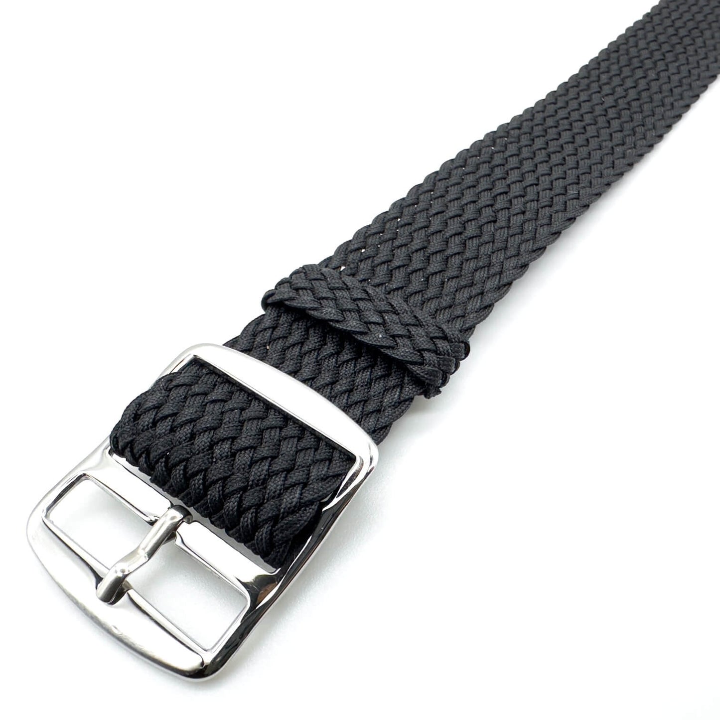 Perlon Braided One Piece Watch Strap Black 2
