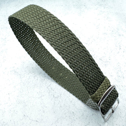 Perlon Braided One Piece Watch Strap Green 1
