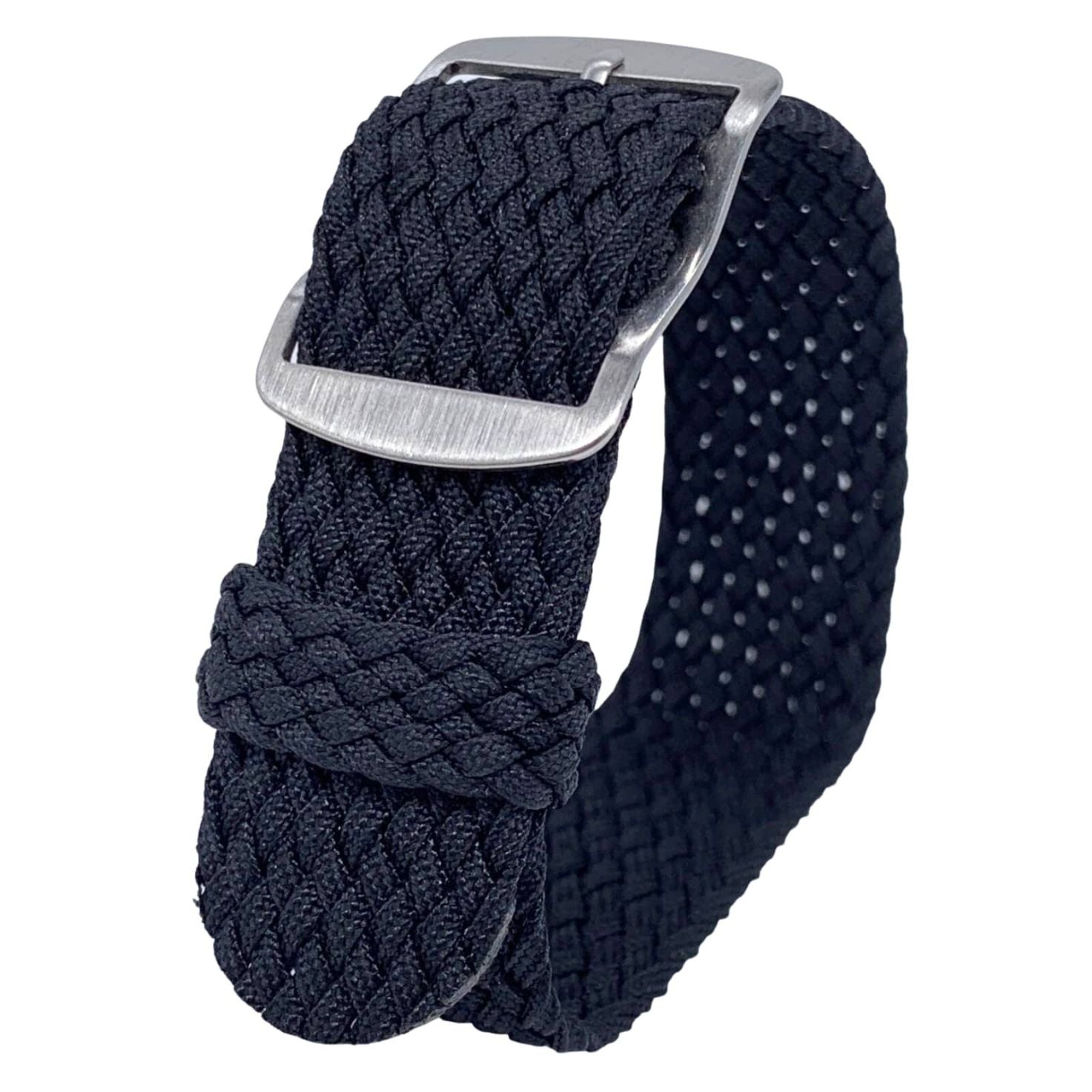 Perlon Woven Nylon Watch Strap Black One Piece Bands