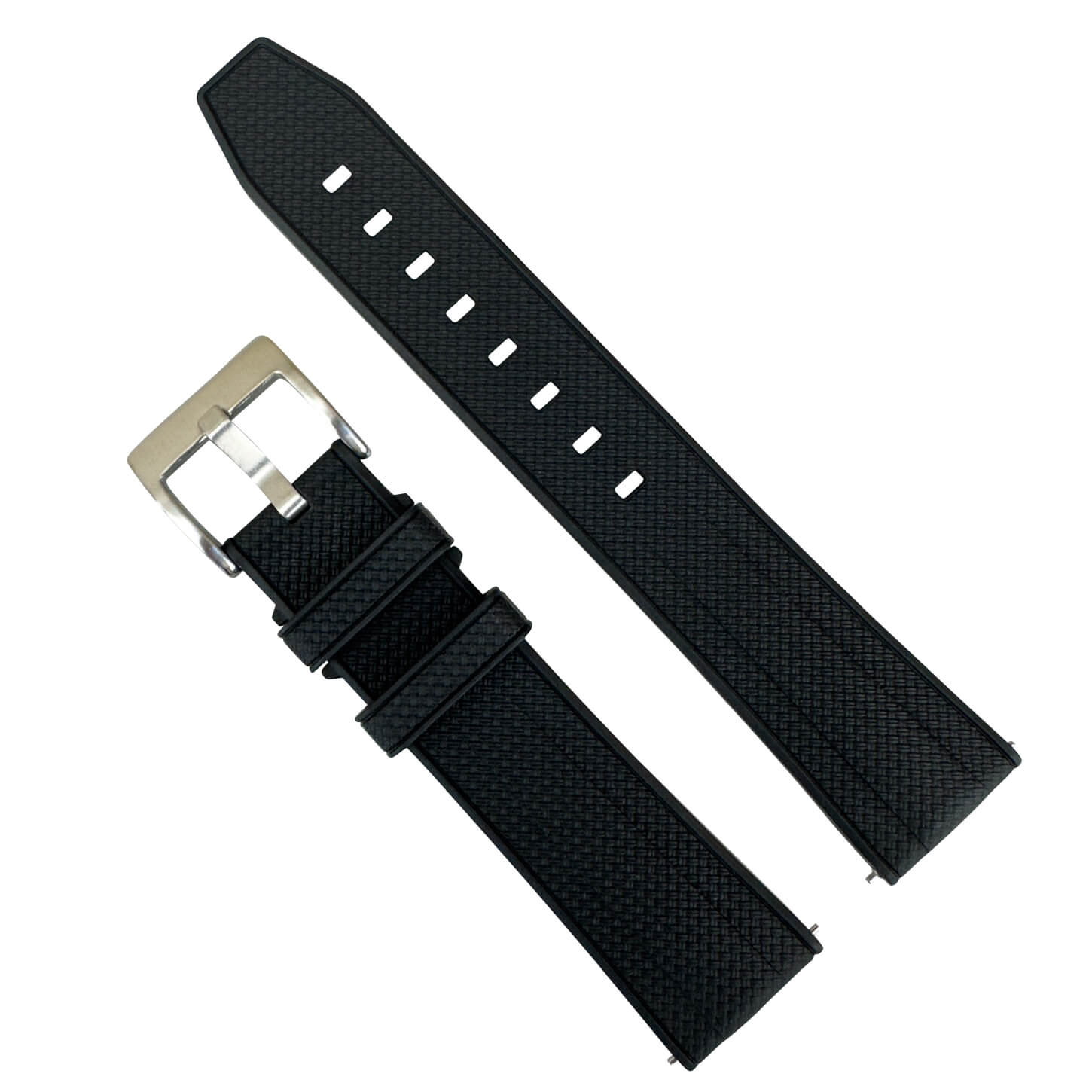 Premium FKM Rubber Watch Strap Black 20 mm 22 mm - The Thrifty Gentleman