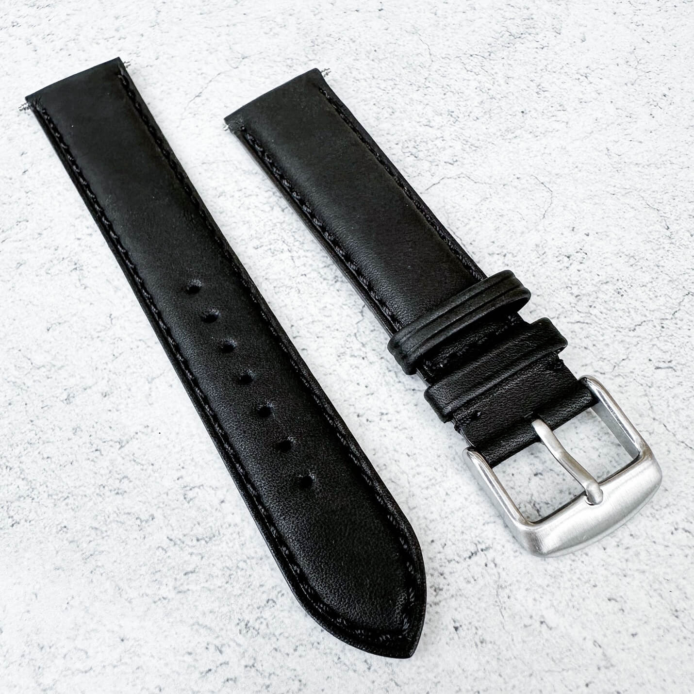 Premium Italian Calf Leather Watch Strap Black 2