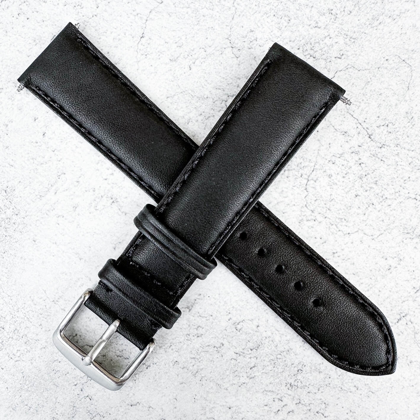 Premium Italian Calf Leather Watch Strap Black 3