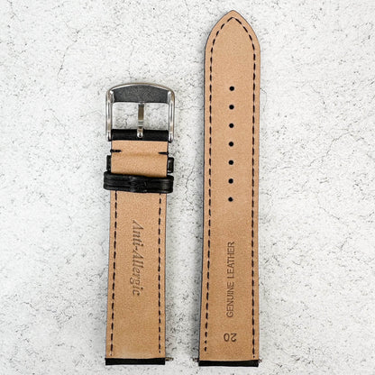 Premium Italian Calf Leather Watch Strap Black 4