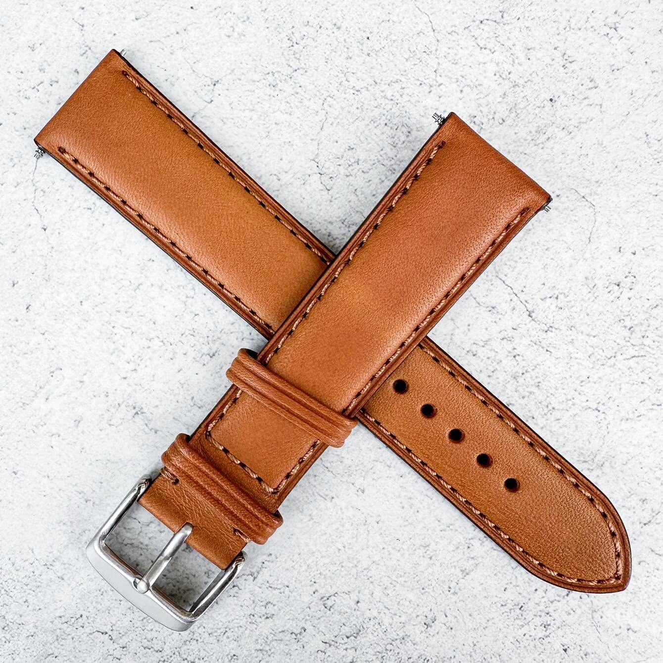 Premium Italian Calf Leather Watch Strap Tan 3