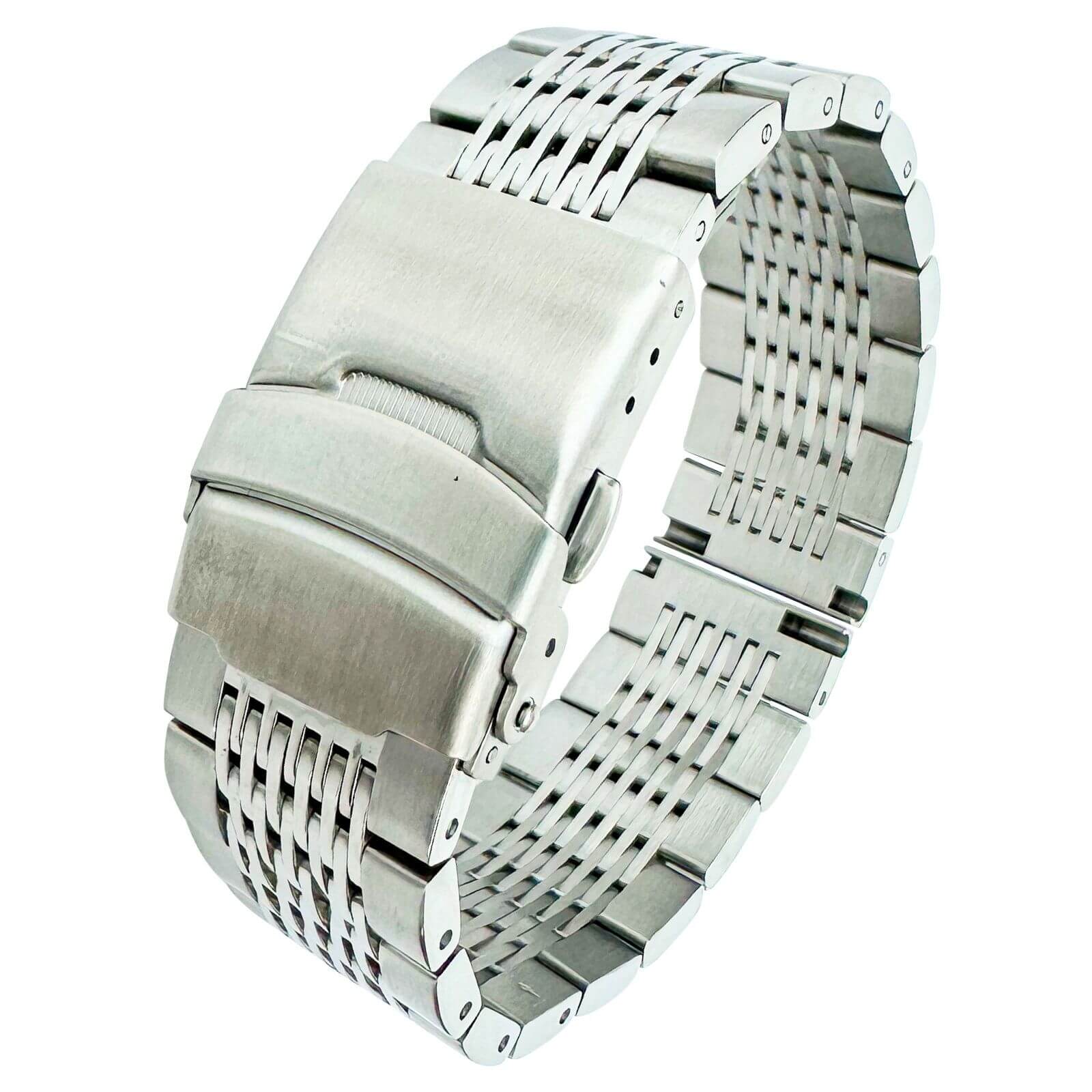 Premium Stainless Steel Straight End Folding Deployment Clasp Metal Watch Strap From The Thrifty Gentleman