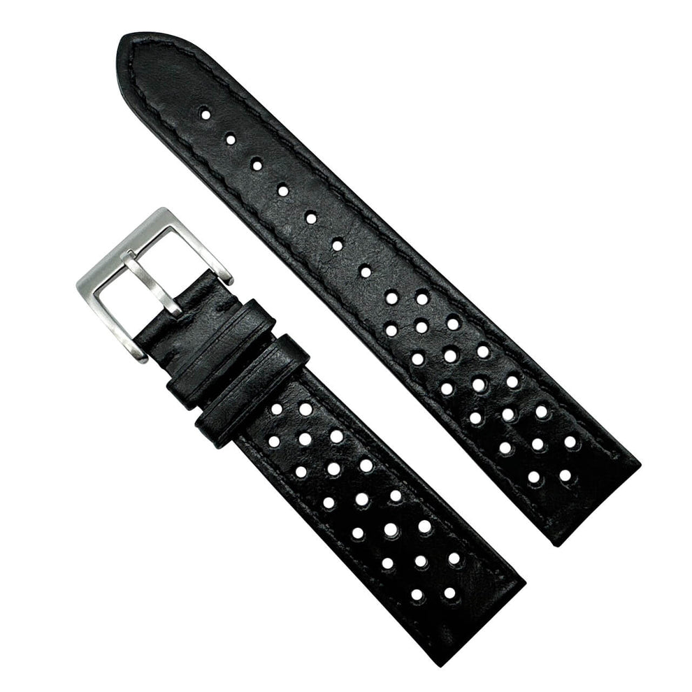 Rally Racing Cowhide Leather Watch Strap - Black – The Thrifty Gentleman
