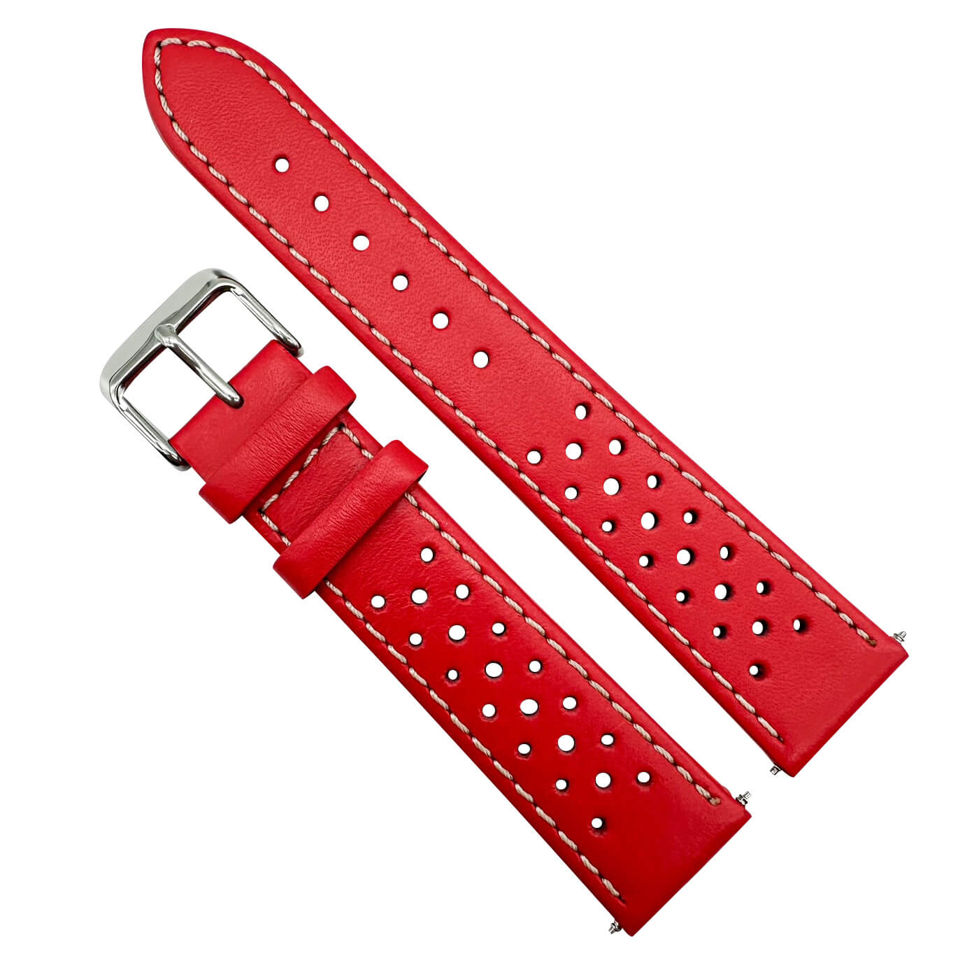 Rally Sports Olympic Themed Perforated Leather Watch Strap 18mm 20mm 22mm Red The Thrifty Gentleman