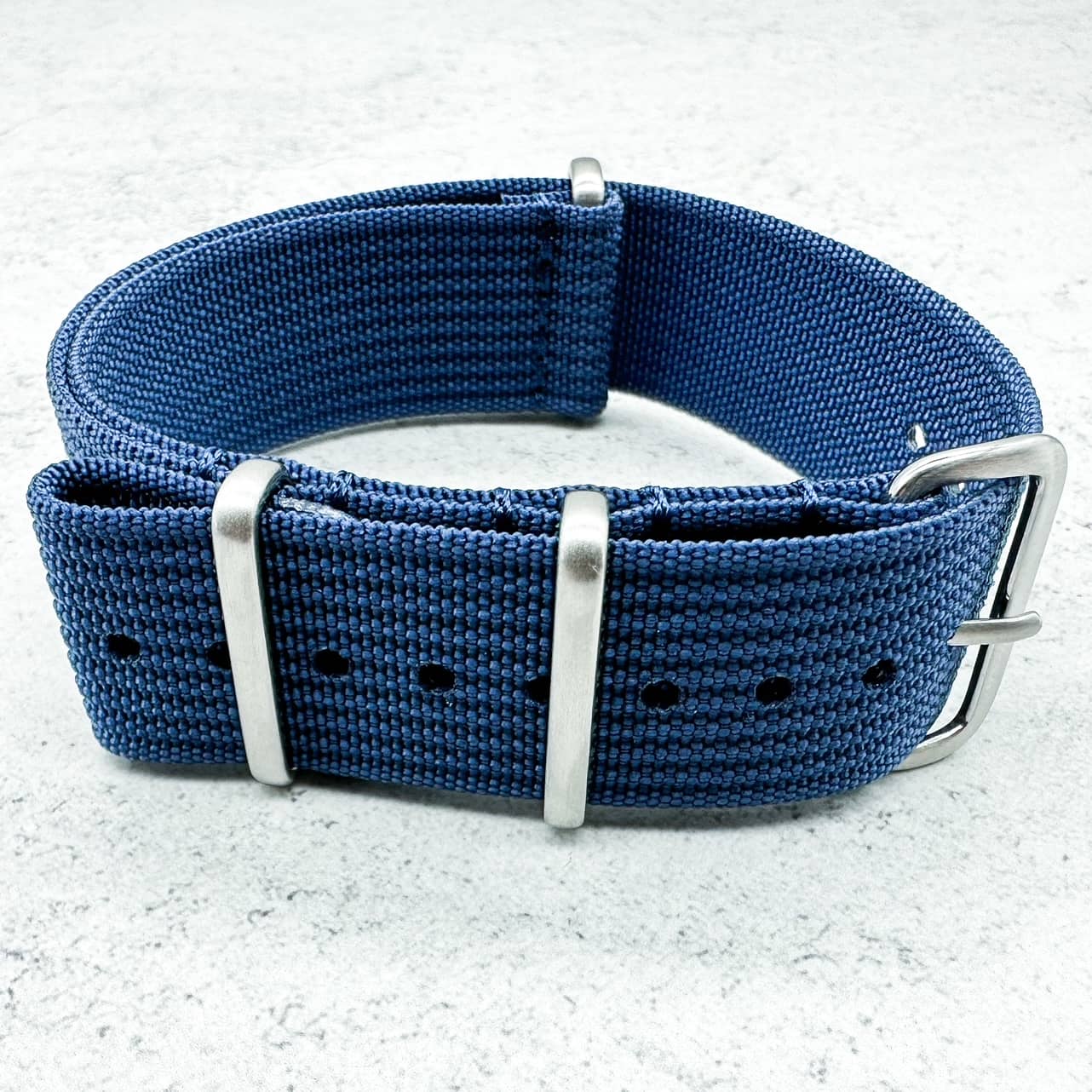 Ribbed NATO Watch Strap Blue 2