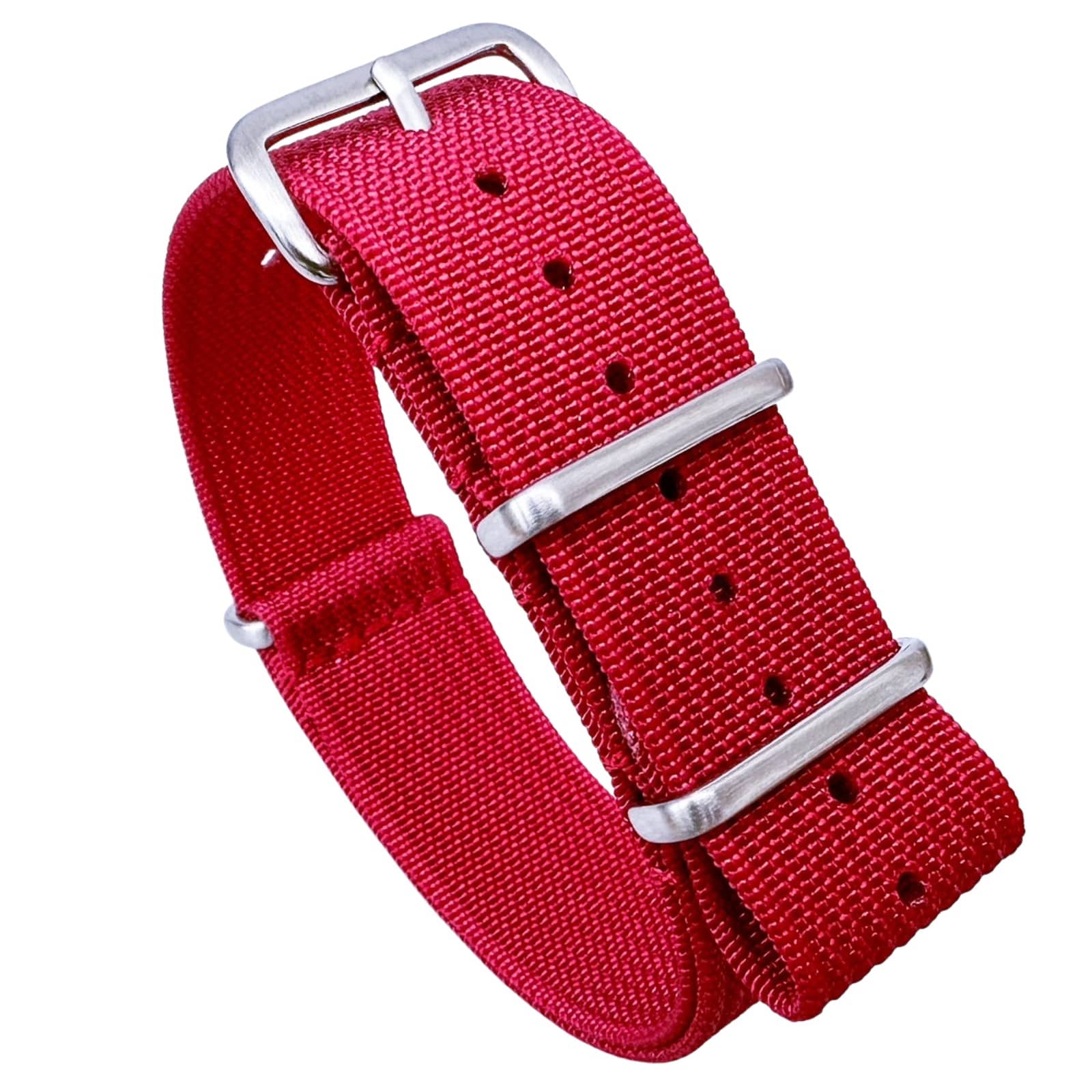 Ribbed NATO Watch Strap Raspberry Red 1