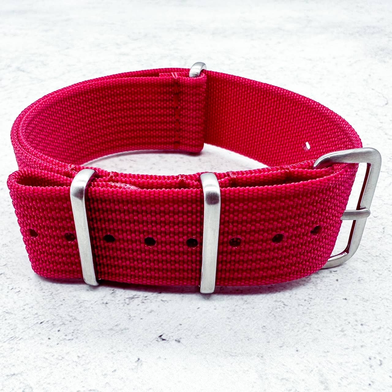 Ribbed NATO Watch Strap - Raspberry Red | Military Bands