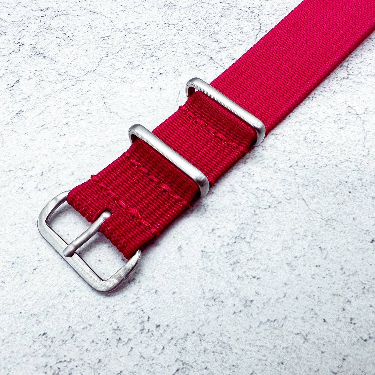 Ribbed NATO Watch Strap Raspberry Red 3
