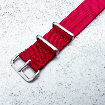 Ribbed NATO Watch Strap Raspberry Red 3