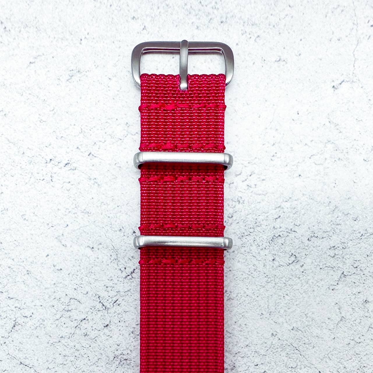 Ribbed NATO Watch Strap Raspberry Red 4