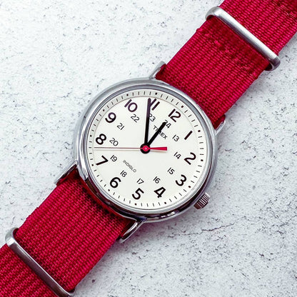Ribbed NATO Watch Strap Raspberry Red 5
