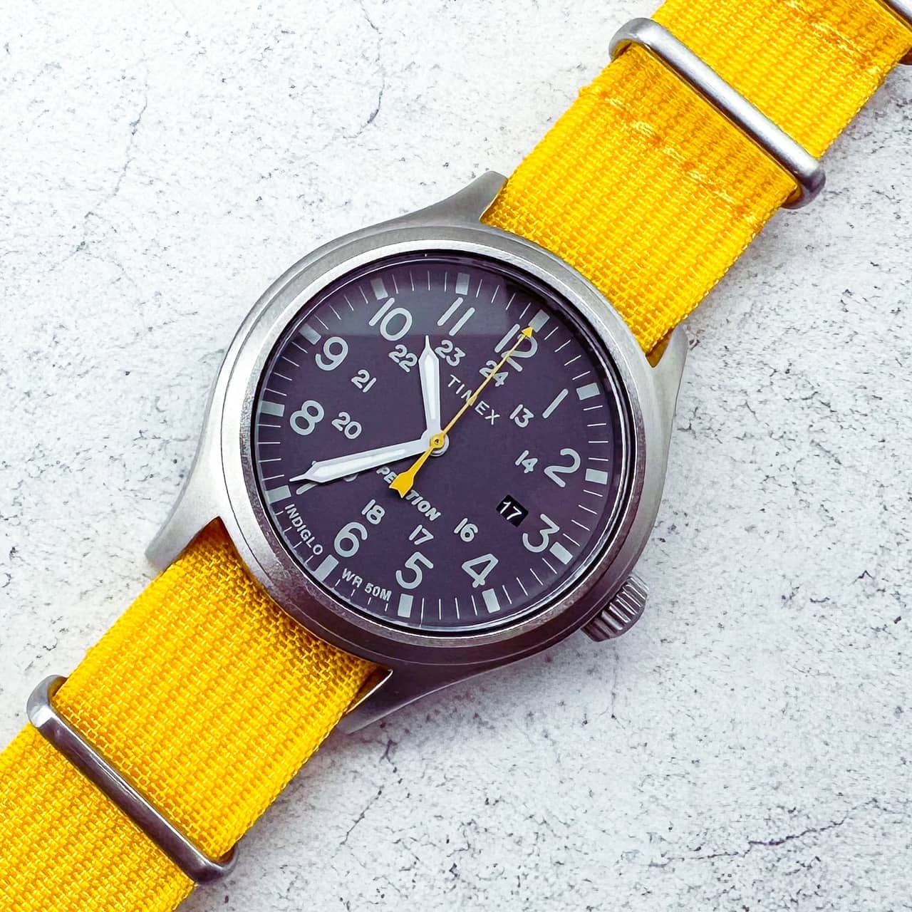 Ribbed Nylon NATO Watch Strap YELLOW 20 22 mm - Main Image