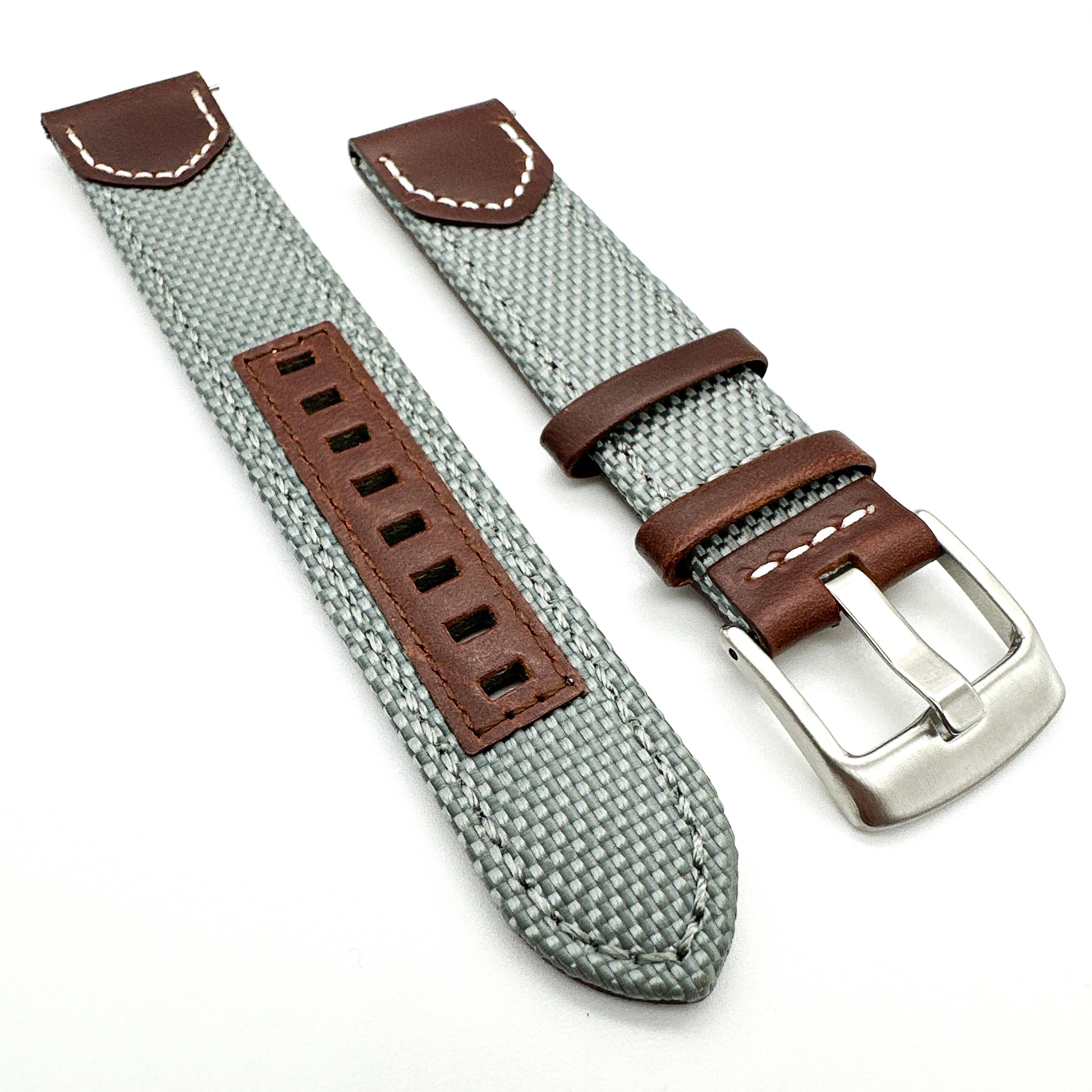 tonjett high quality multicolor nylon sailcloth watch... Sailcloth Nylon Leather Hybrid Watch Strap - Grey