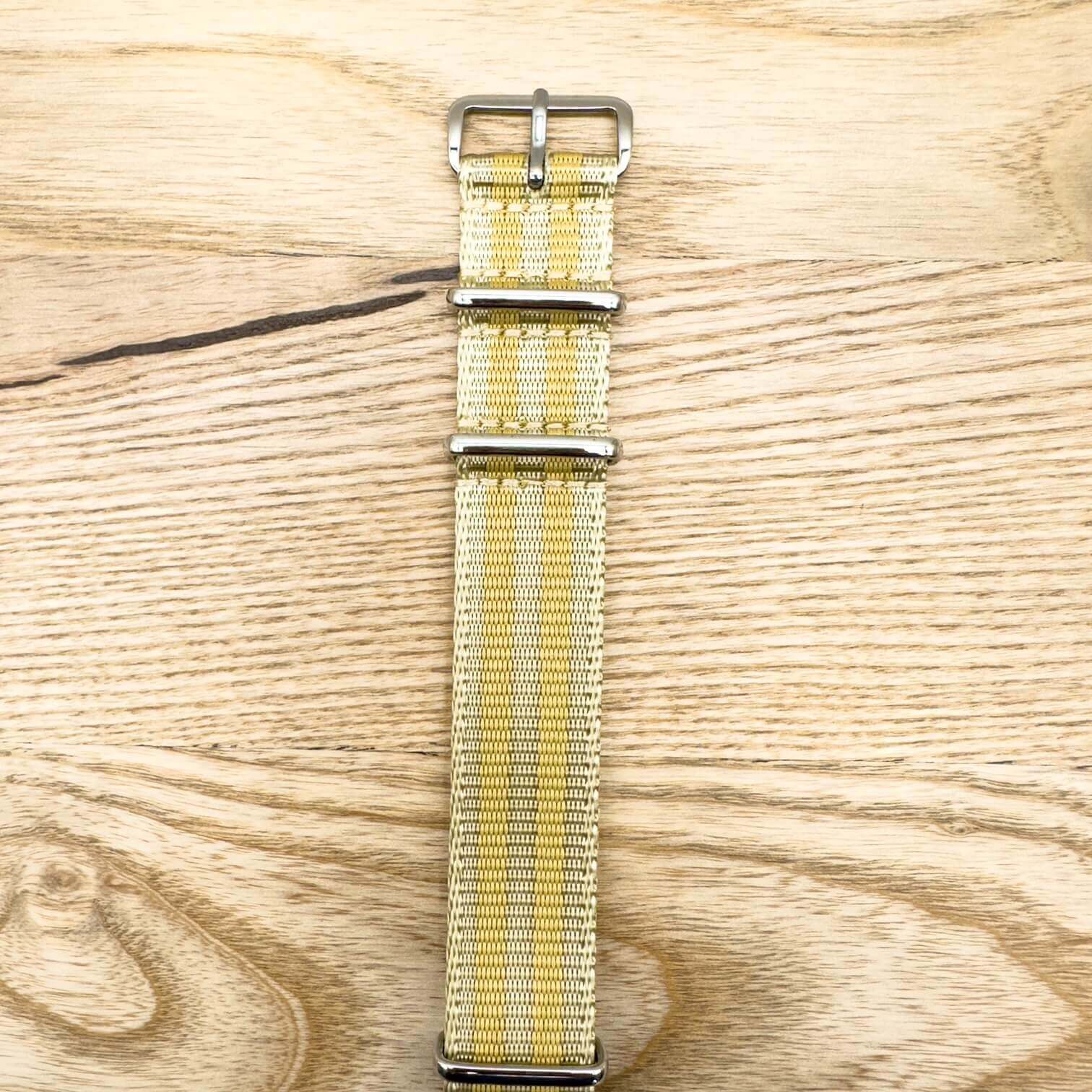 Seatbelt NATO Military Style Watch Strap Beige And Gold 2
