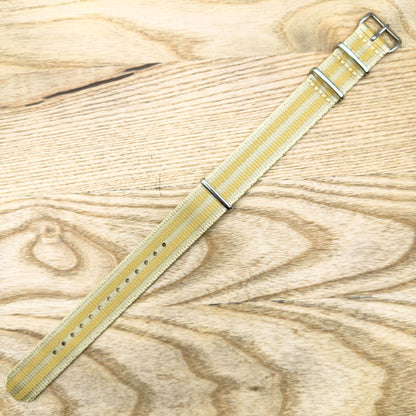 Seatbelt NATO Military Style Watch Strap Beige And Gold 3