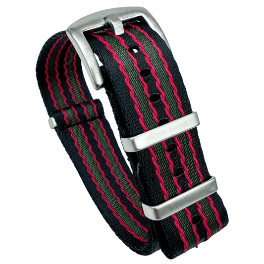 Seatbelt NATO Watch Strap Black Green Red Bond Goldfinger 1