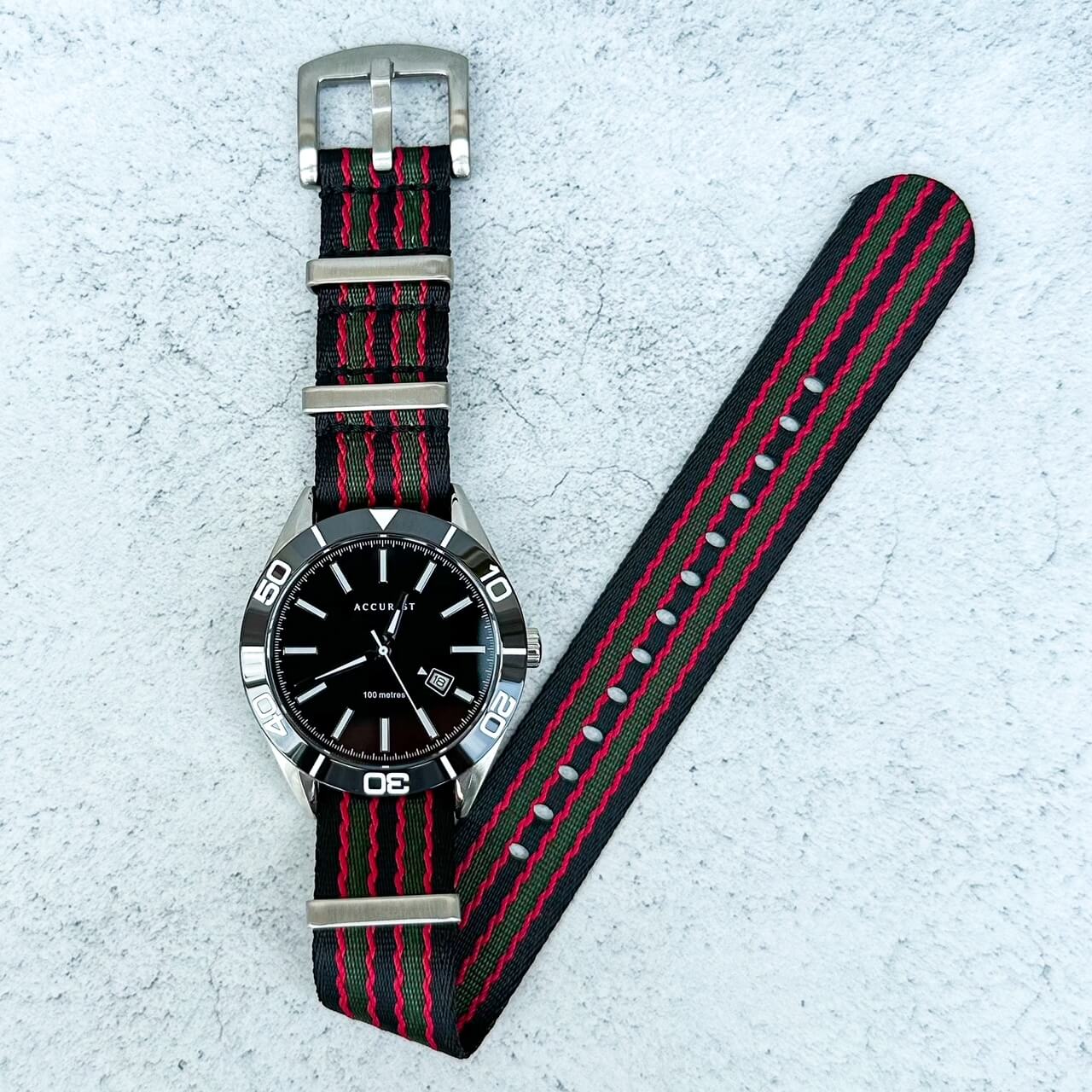 Seatbelt NATO Watch Strap Black Green Red Bond Goldfinger 6