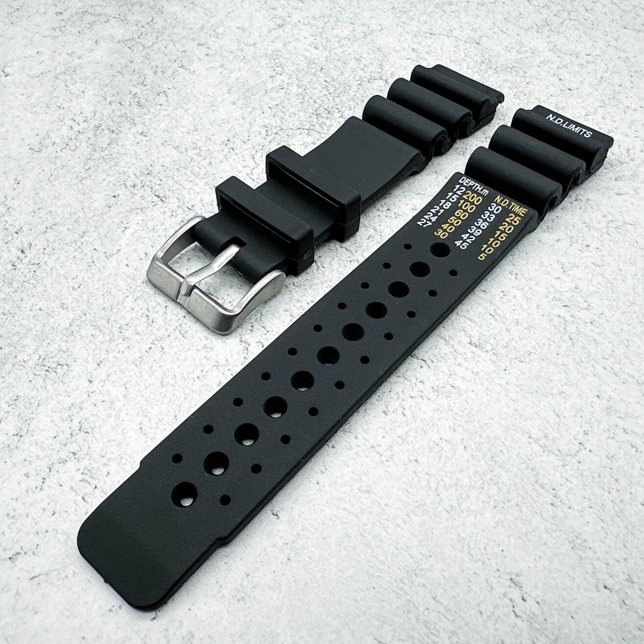 Silicone ND Limits Dive Watch Strap Black 4