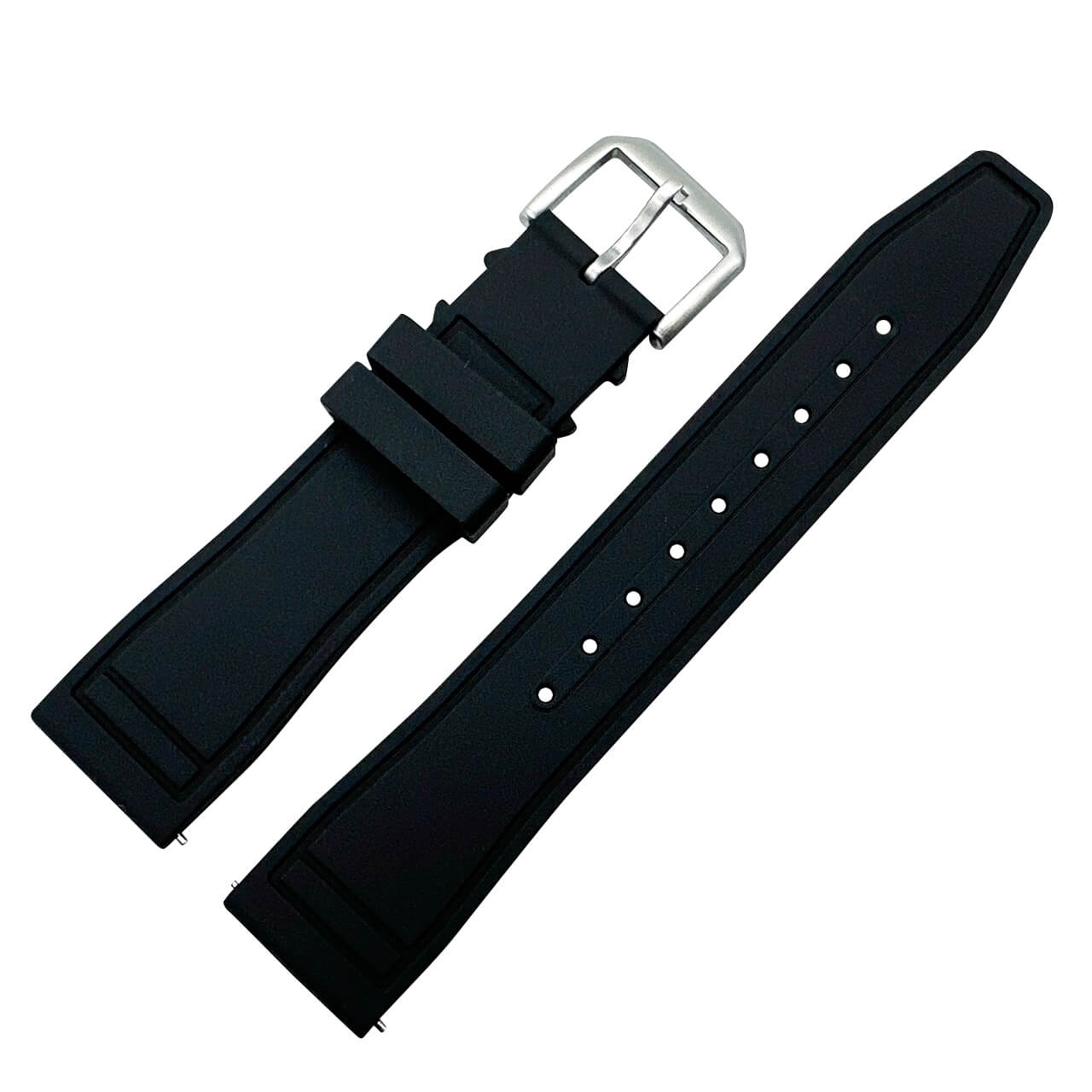 Silicone Pilot Quick Release Watch Strap Black 20mm 22mm The Thrifty Gentleman 1